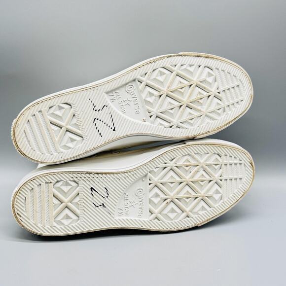 Converse Shoes Men 7.5 White Canvas All Star React 2.0 Footbed High Top Cat Face - Picture 10 of 13